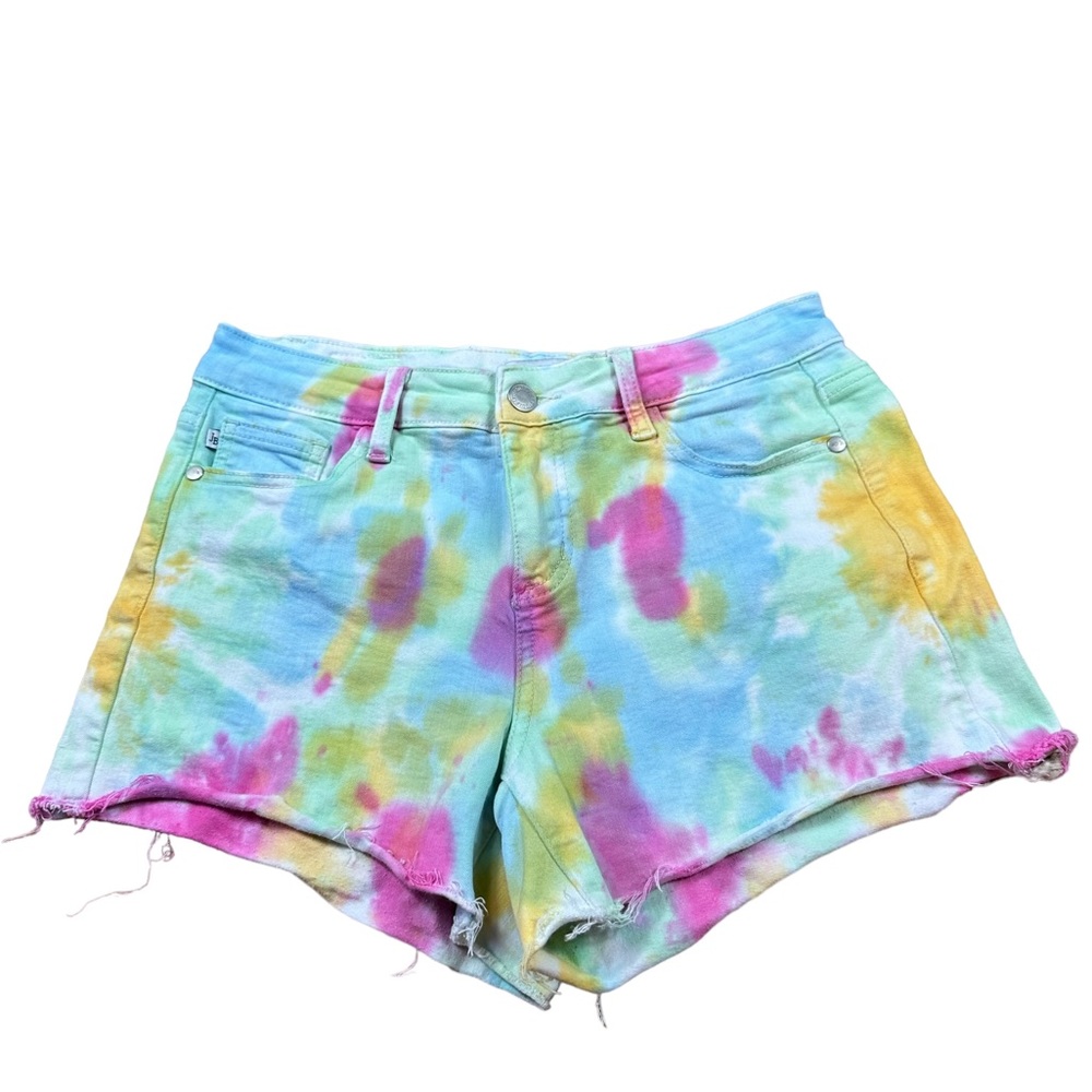 JUDY BLUE: Kelsea Tie-Dye Pastel Denim Jean Shorts -Size Small - Picture 11 of 13